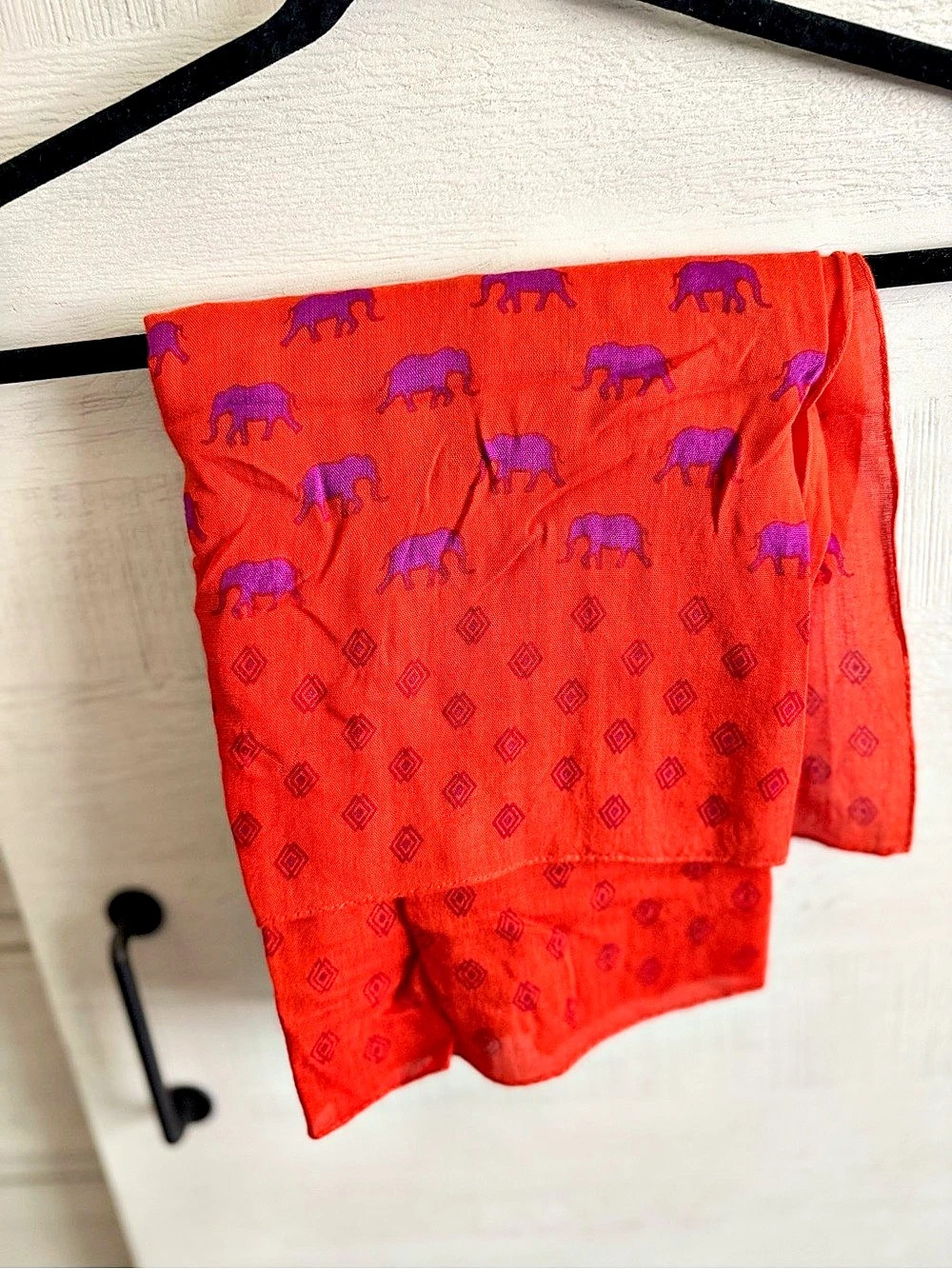 Stella & Dot Orange & Purple Elephant Print Scarf